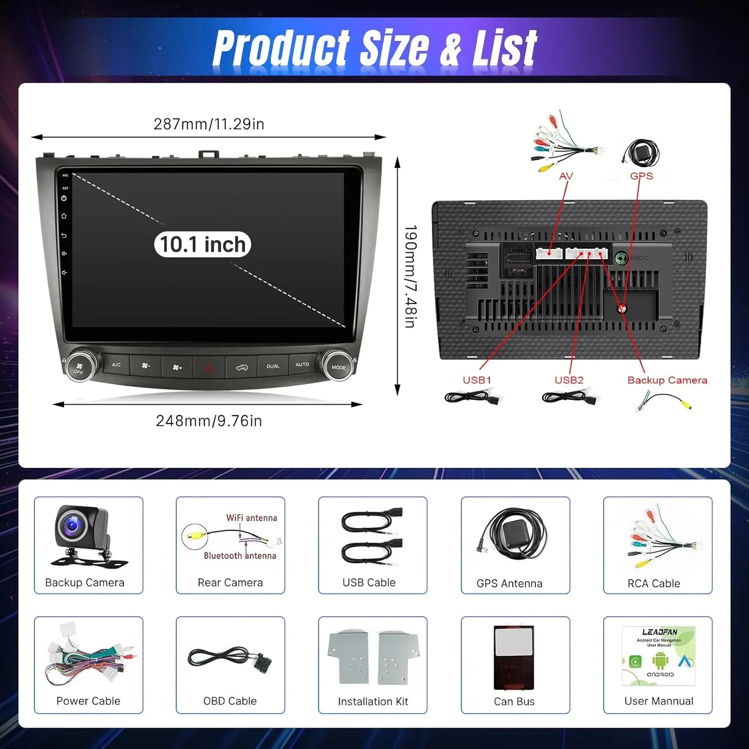 Lexus is350 250 2006-2011 Apple carplay/Android auto unit. GPS Multimedia Stereo Wifi 10Inch 2din Touch Screen