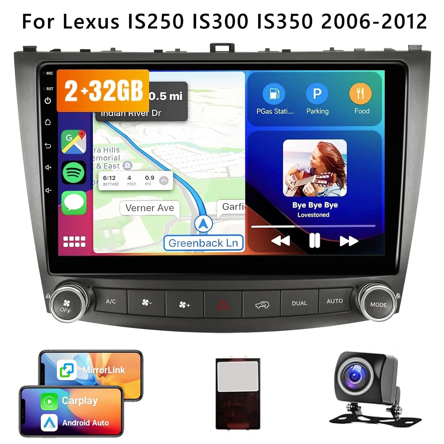 Lexus is350 250 2006-2011 Apple carplay/Android auto unit. GPS Multimedia Stereo Wifi 10Inch 2din Touch Screen