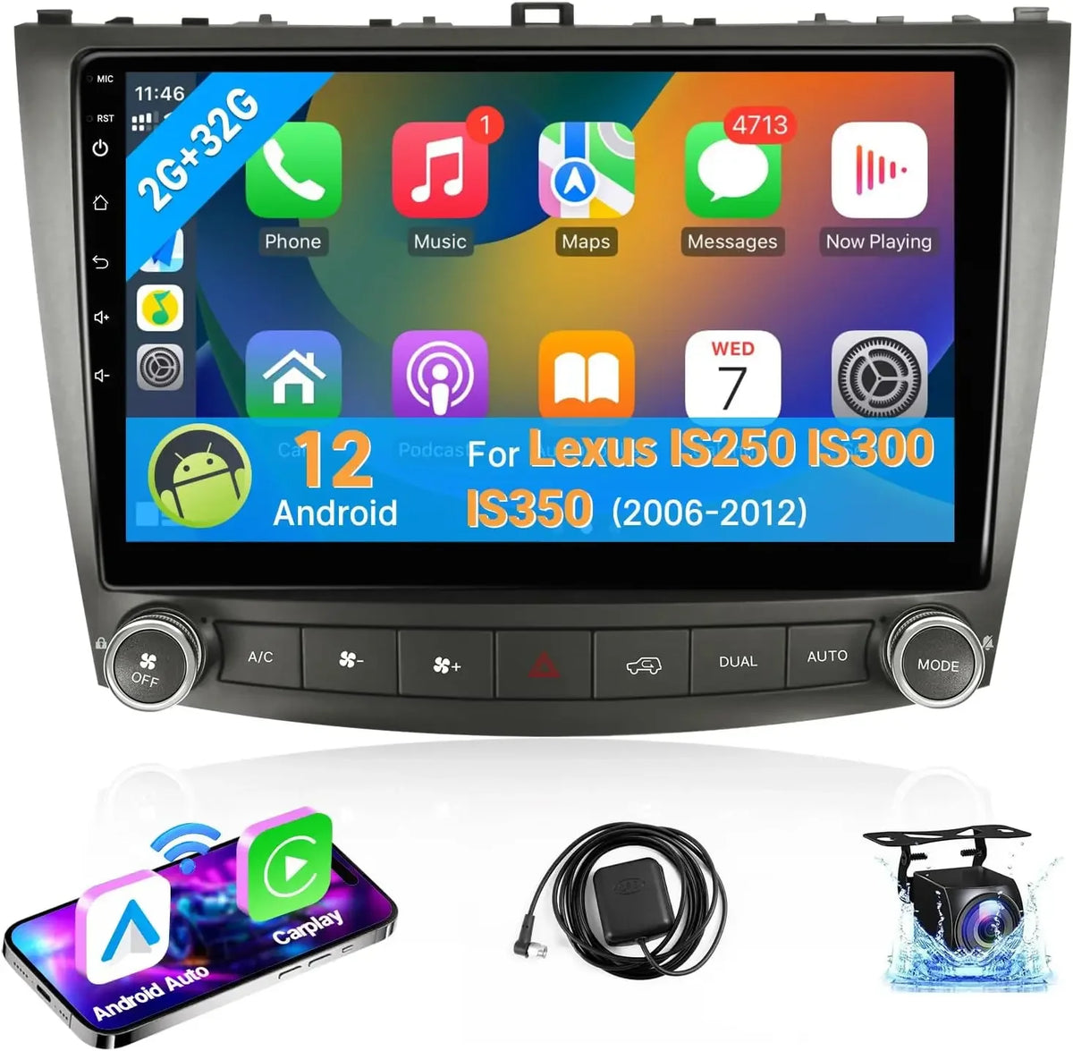 Lexus is350 250 2006-2011 Apple carplay/Android auto unit. GPS Multimedia Stereo Wifi 10Inch 2din Touch Screen