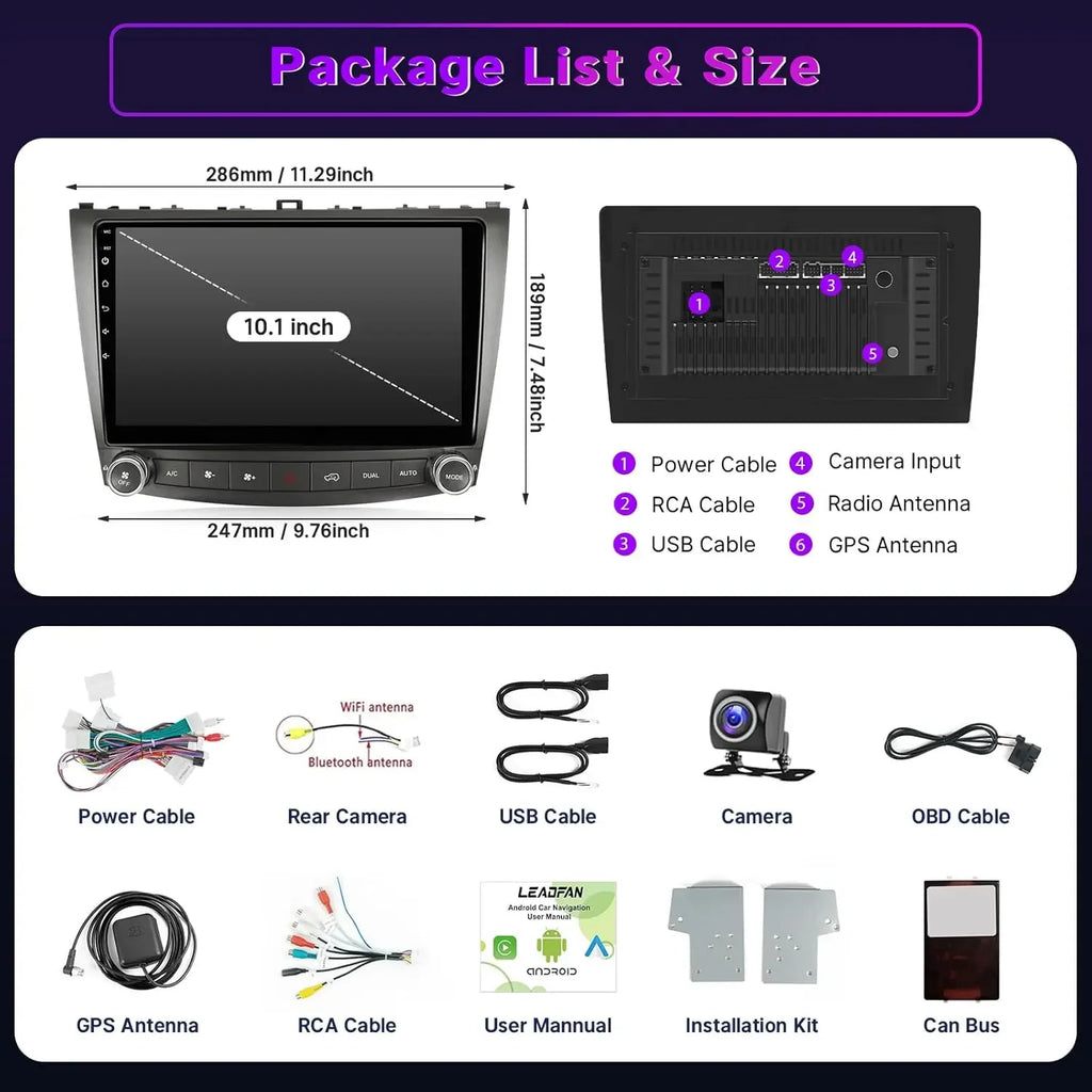 Lexus is350 250 2006-2011 Apple carplay/Android auto unit. GPS Multimedia Stereo Wifi 10Inch 2din Touch Screen